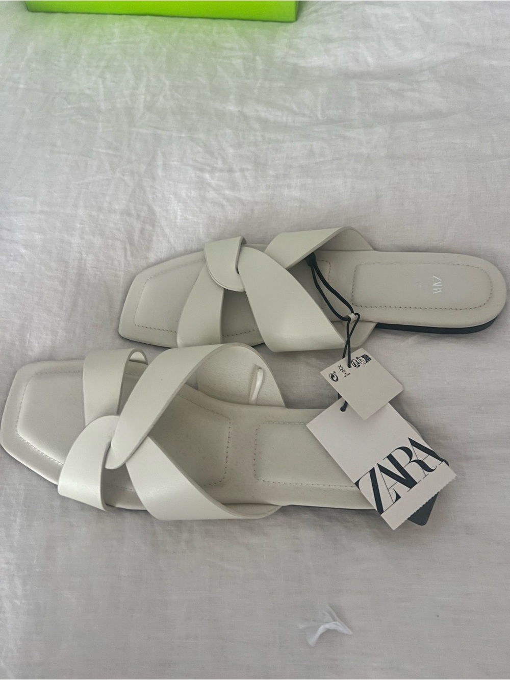 Zara Cream Knotted Crisscross Slide Sandals